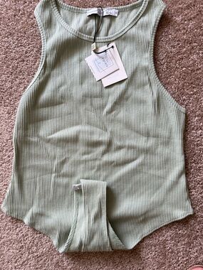 By Egreis- Ribbed Tank Bodysuit - Sage Green NWT